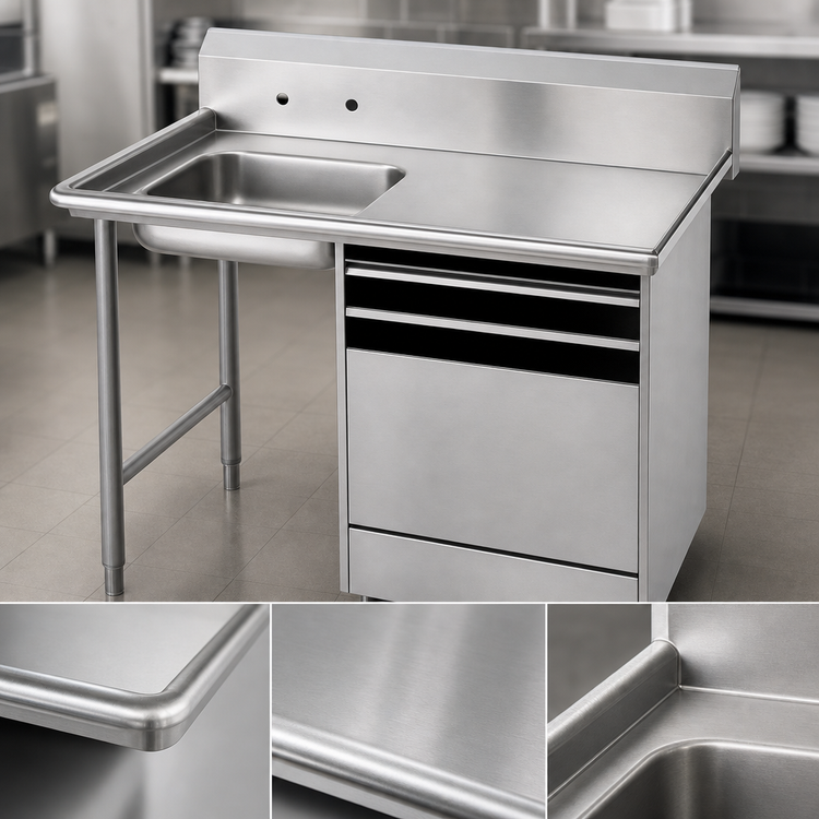 Product image #3 for Advance Tabco Special Value Series Undercounter Stainless Steel Dish Table with Left Sink Bowl, 60 Inch W x 30 Inch D