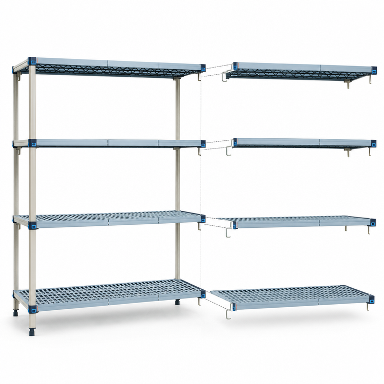 Product image #3 for MetroMax Q 48 Inch W x 18 Inch D x 63 Inch H 4-Shelf Add-On Polymer/Wire Shelving Unit