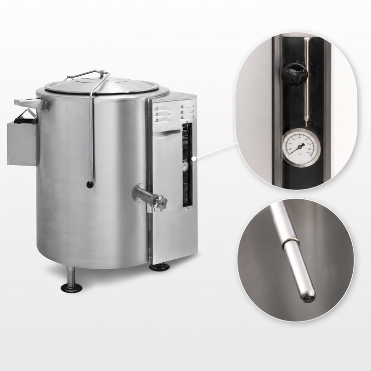 Product image #3 for Crown GL-100E 100 Gallon Gas 2/3 Jacketed Stationary Kettle