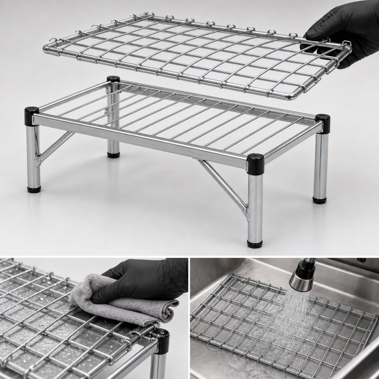 Product image #3 for Metro Super Erecta Chrome Dunnage Rack with Lift-Off Mat, 24 x 18 Inches, 1600 lb. Capacity
