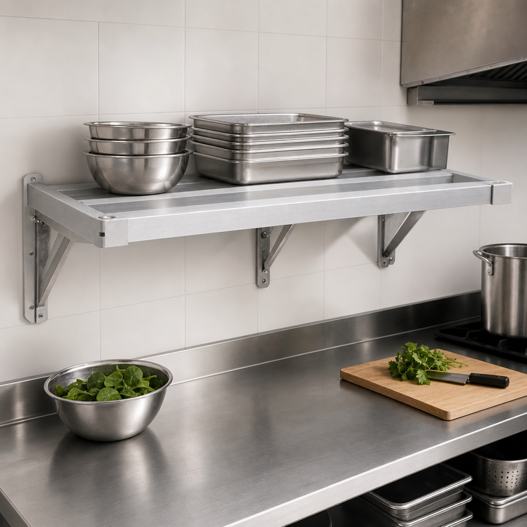 Product image #4 for New Age 1572HD Adjust-A-Shelf H.D. Series Wall-Mounted Aluminum Shelf, 72 x 15 Inches, 2000 lb Capacity