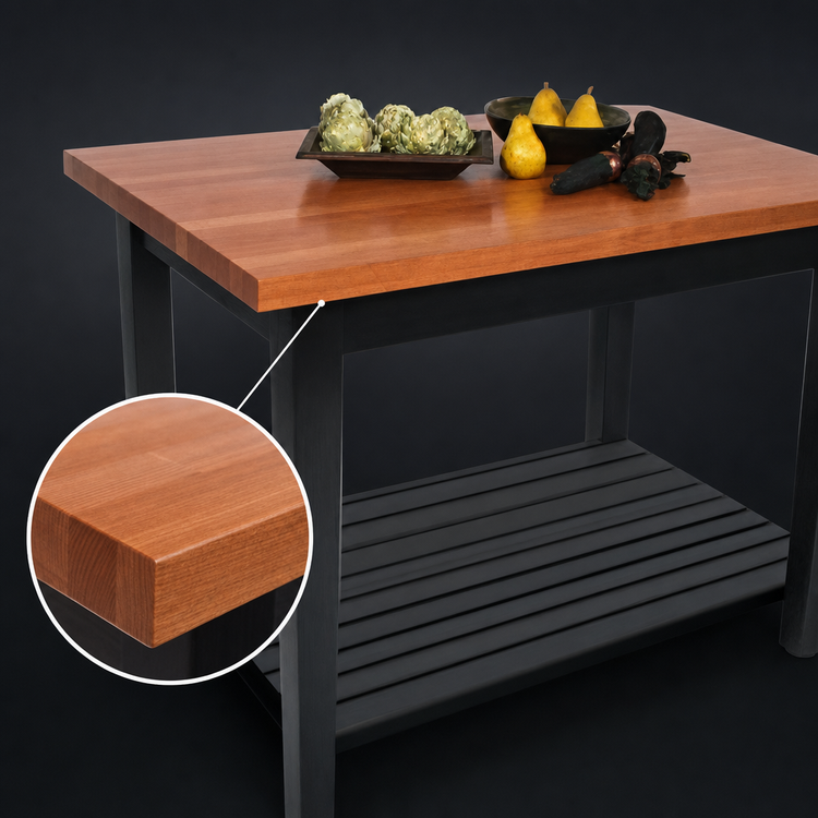 Product image #3 for John Boos Rouge et Noir Le Classique 60-Inch x 36-Inch American Cherry Island Work Table with Black Slatted Undershelf