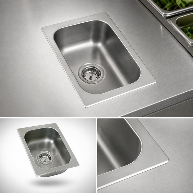 Product image #3 for Eagle Group Single Compartment Self-Rimming Drop-In Sink with No Deck, 10 x 14 x 5 Inch Bowl, 20-Gauge 304 Stainless Steel