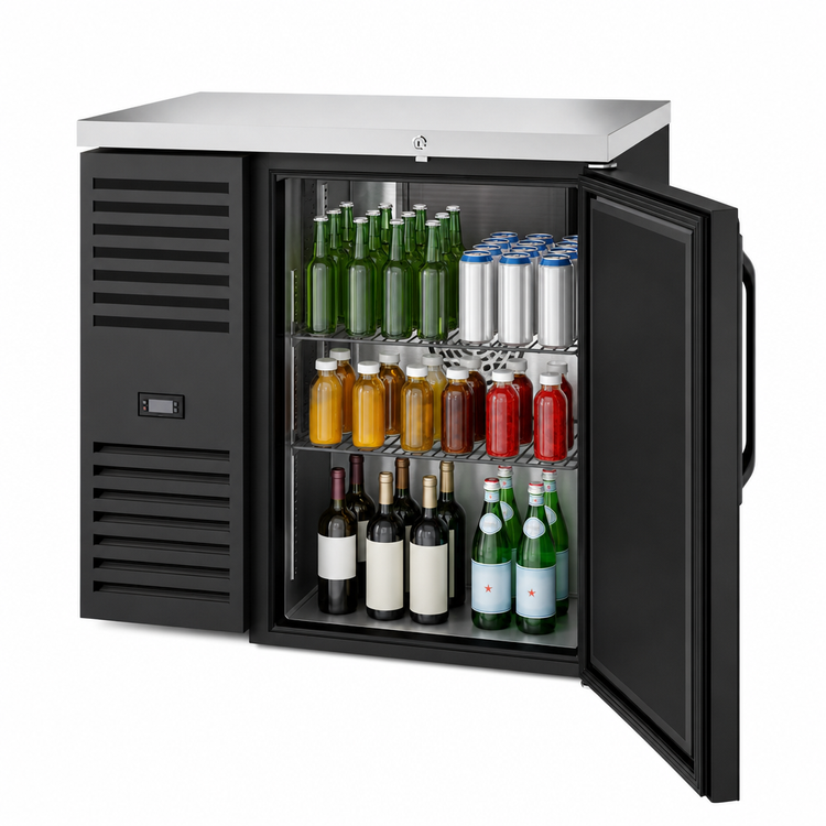 Product image #3 for True 36-Inch One-Door Single Zone Back Bar Cooler with Left-Side Self-Contained Refrigeration