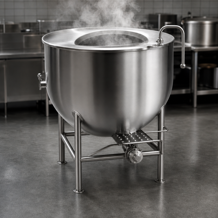 Product image #3 for 20-Gallon Stationary Direct Steam Kettle with 304 Stainless Steel Liner