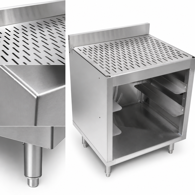 Product image #3 for John Boos Underbar Glass Rack Storage Unit with Drainboard and 3" Backsplash, 24"W x 21"D x 32-1/2"H