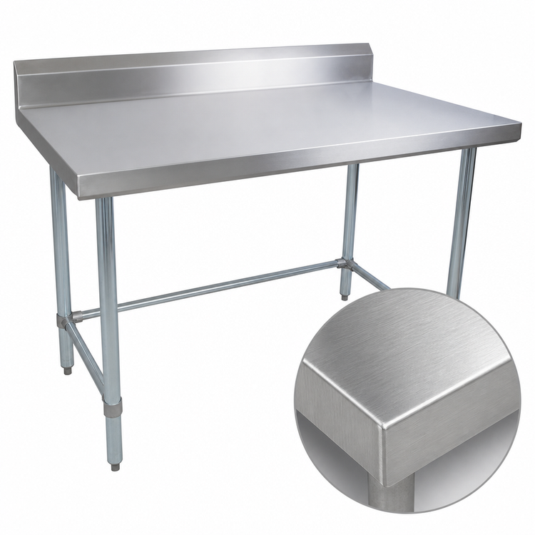 Product image #3 for BK Resources Open Base 5-Inch Riser Top Stainless Steel Work Table, 72 x 30 Inches