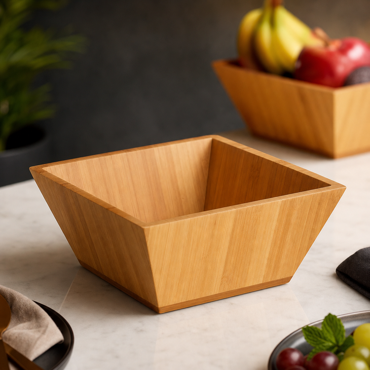 Product image #3 for American Metalcraft 7-Inch Square Bamboo Bowl, 58 oz.
