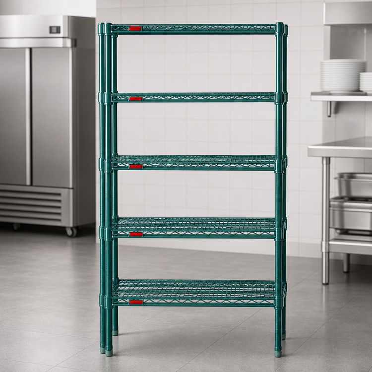 Product image #3 for Eagle Group Valu-Gard 5-Tier Wire Shelving Starter Unit, 42 x 21 x 86 Inches, Green Epoxy Finish
