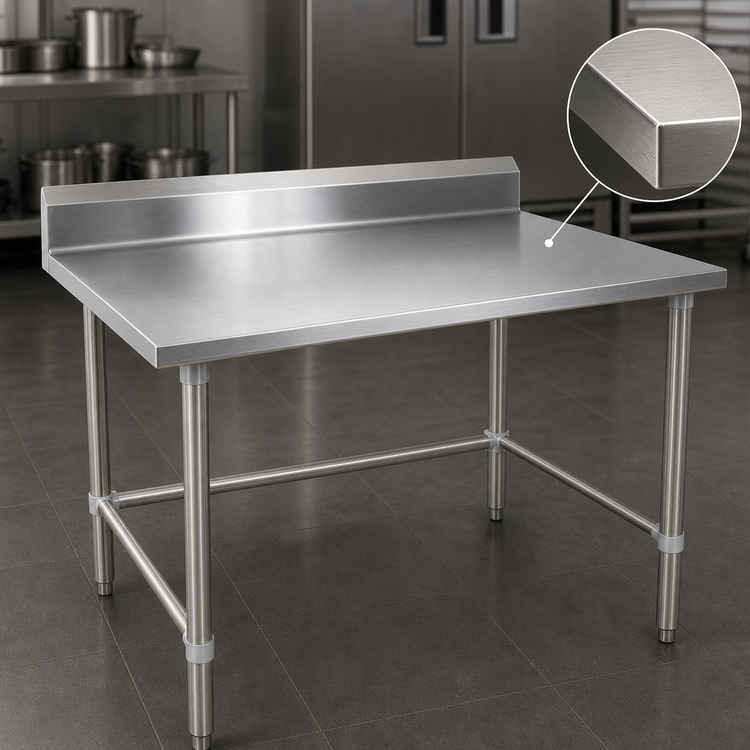 Product image #3 for John Boos Stallion 144" x 36" Stainless Steel Work Table with 5" Backsplash and Safety Edge