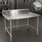 Thumbnail image #3 for John Boos Stallion ST4R5-36144SBK 144" x 36" Stainless Steel Work Table, 14-Gauge 300 Series Top, 5" Backsplash, Open Base