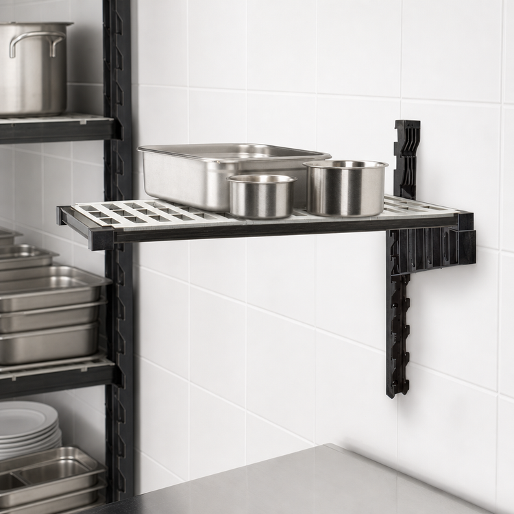 Product image #3 for Cambro Camshelving Elevation Series Wall-Mounted Add-On Shelf Kit, 14 x 24 Inches, Vented, Brushed Graphite