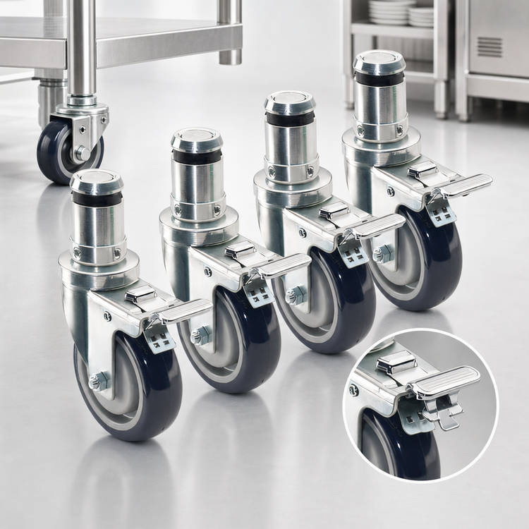 Product image #3 for Krowne Royal Series 4-Inch Locking Swivel Stem Casters, Set of 4