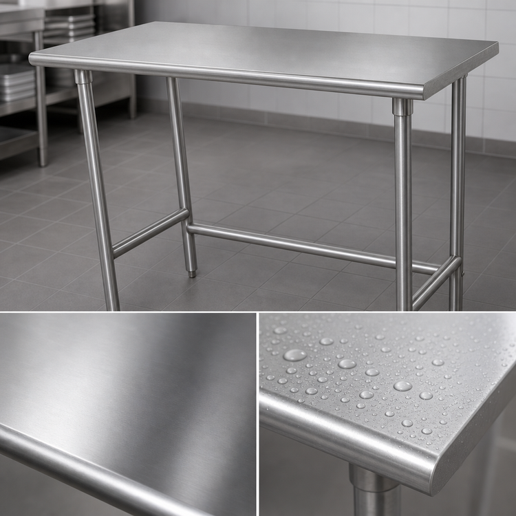 Product image #3 for Advance Tabco 72-Inch x 30-Inch Open Base Work Table with 16 Gauge 304 Stainless Steel Top