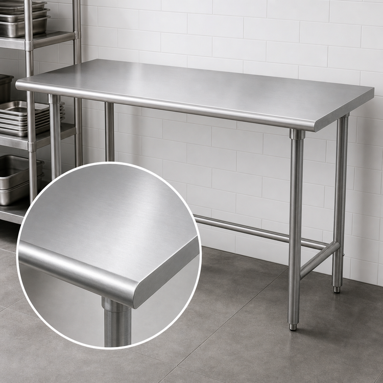 Product image #3 for Advance Tabco 144 Inch x 30 Inch 16 Gauge 304 Stainless Steel Work Table with Galvanized Legs and Crossrails