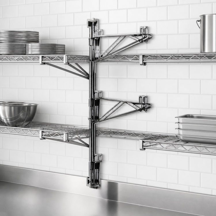 Product image #3 for Eagle Adjustable Post Wire Wall Mount Prepackaged Mid Unit for 24-Inch Shelves, Chrome Finish