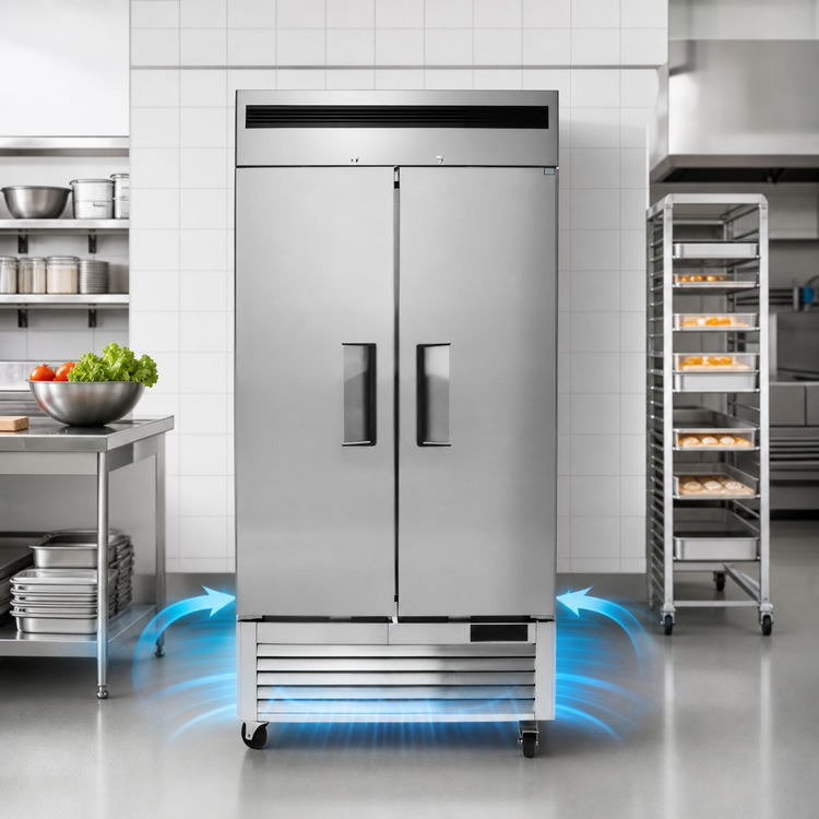 Product image #3 for Atosa Two-Section Bottom-Mount Reach-In Freezer, 28.5 Cu. Ft., Stainless Steel, Solid Doors