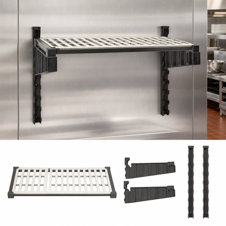 Product image #3 for Cambro Camshelving Elevation Series Wall-Mounted Vented Shelf Kit, 24-Inch Wide x 14-Inch Deep, Brushed Graphite