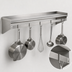 Thumbnail image #3 for Eagle Group 48-Inch Wall-Mounted Pot Rack Shelf with Removable Hooks, 15-Inch Deep, Stainless Steel