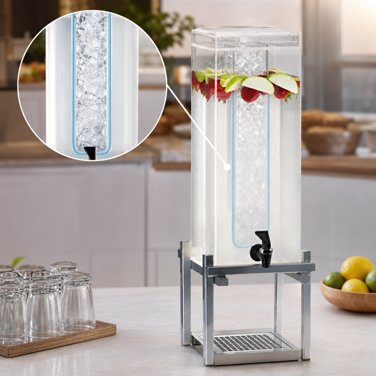 Product image #3 for Cal-Mil One by One Single 3 Gallon Acrylic Beverage Dispenser with Ice Chamber and Drip Tray