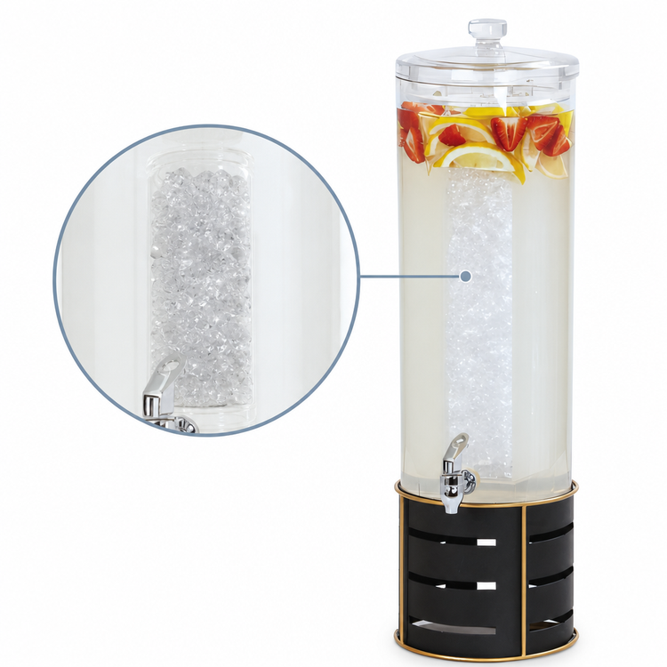 Product image #3 for Empire Round Single Beverage Dispenser with Ice Chamber, Black, 10-1/2 Inch Diameter x 24 Inch H