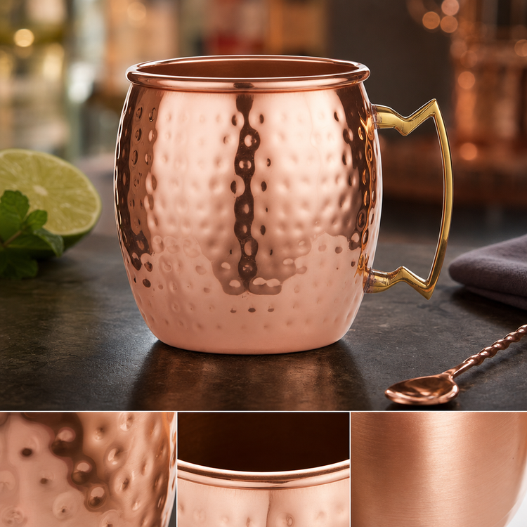 Product image #3 for American Metalcraft 16 oz. Copper Moscow Mule Mug with Brass Handle, Hammered Finish