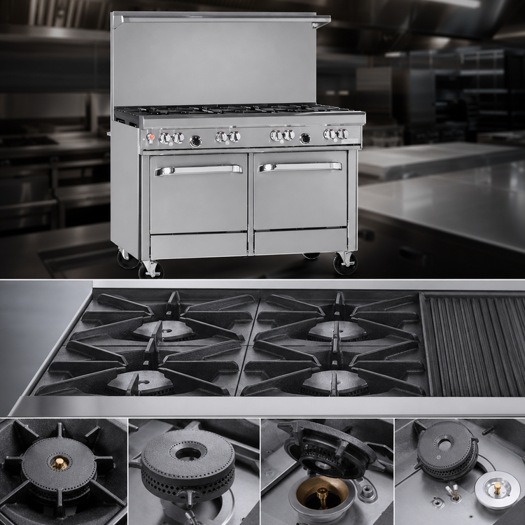 Product image #3 for Southbend Ultimate 48-Inch Commercial Gas Restaurant Range with 4 Open Burners, 24-Inch Griddle, Standard Oven, and Cabinet Base