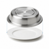 Thumbnail image #3 for 11-Inch Round Stainless Steel Plate Cover with Finger Hole, Standard or English Foot