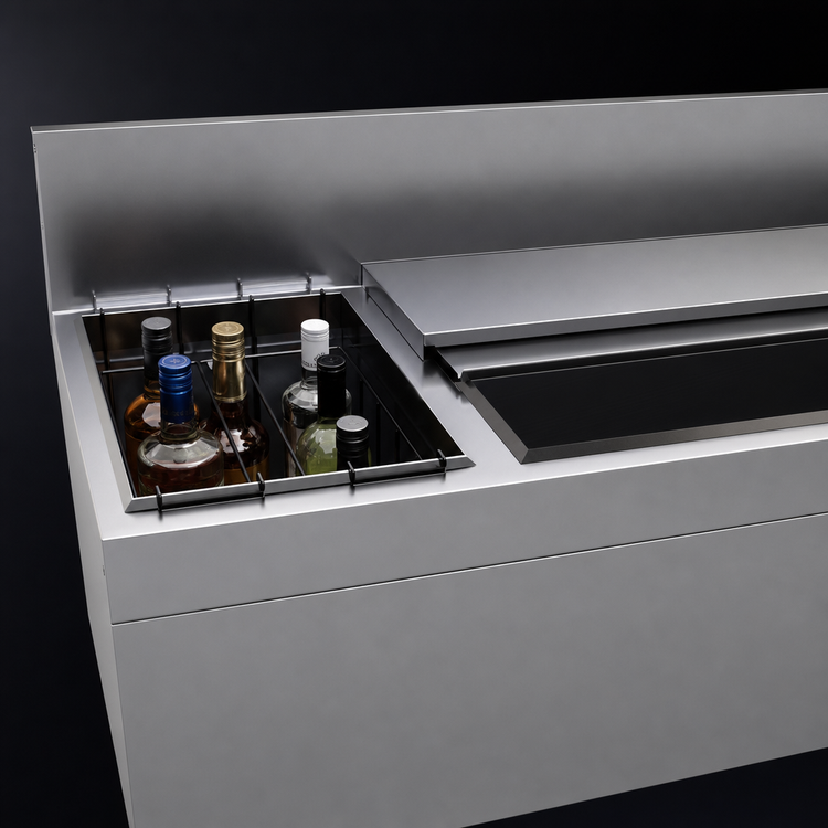 Product image #3 for Glastender CBA-48L Underbar Combo Ice Bin and Cocktail Unit with Left Bottle Well, 48 Inch W x 19 Inch D