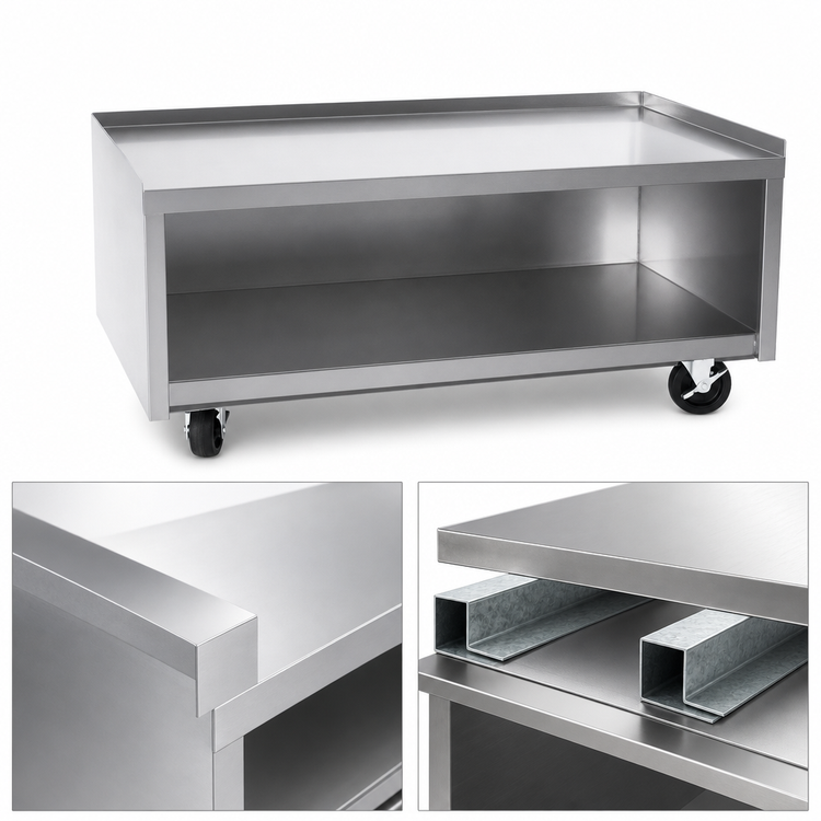 Product image #3 for La Rosa Mobile Open Cabinet Base Equipment Stand, 74 Inch x 28 Inch, 304 Stainless Steel