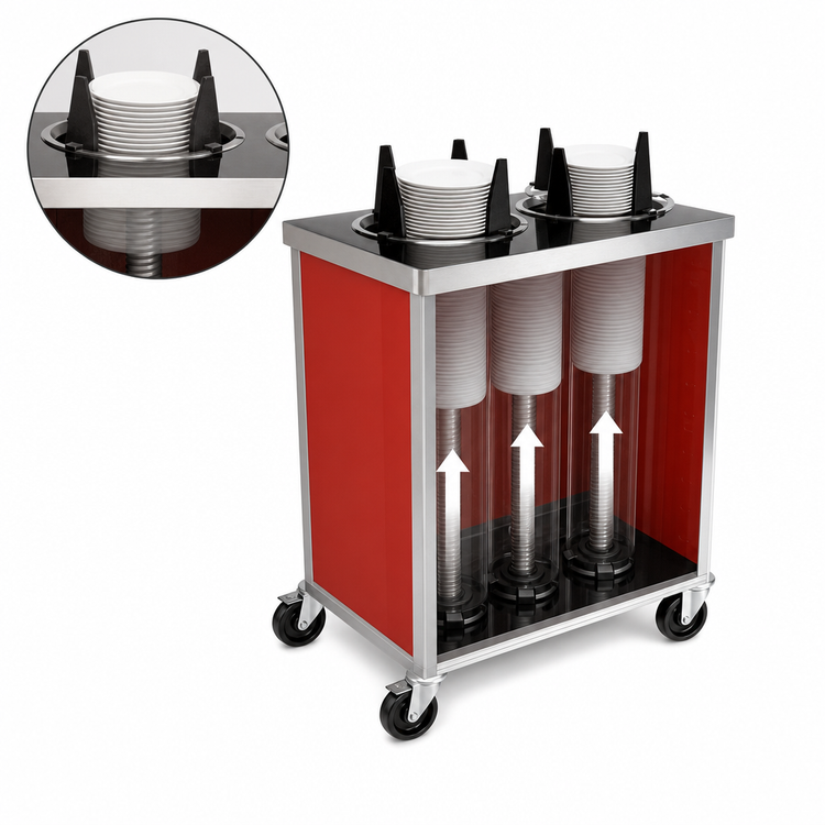 Product image #3 for Atlas Metal MEPD4-10-1/8 Mobile Enclosed Unheated Plate Dispenser with 4 Tubes for 10-1/8" Dishes