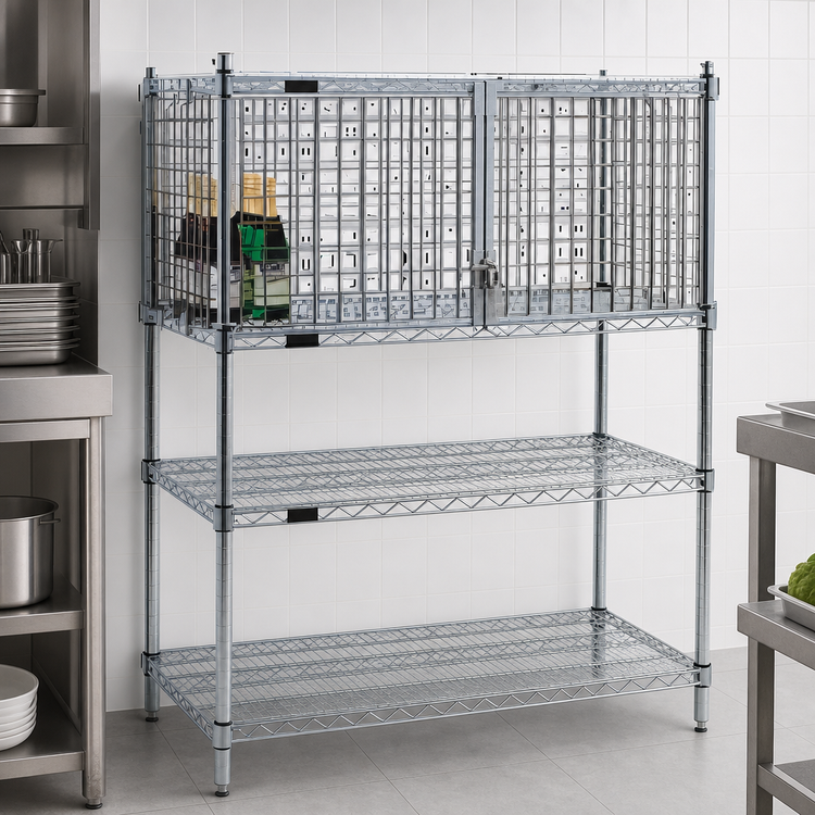 Product image #3 for EAGLEbrite Zinc Security Enclosure Kit for Wire Shelving, 48-Inch W x 21-Inch D, Hinged Doors