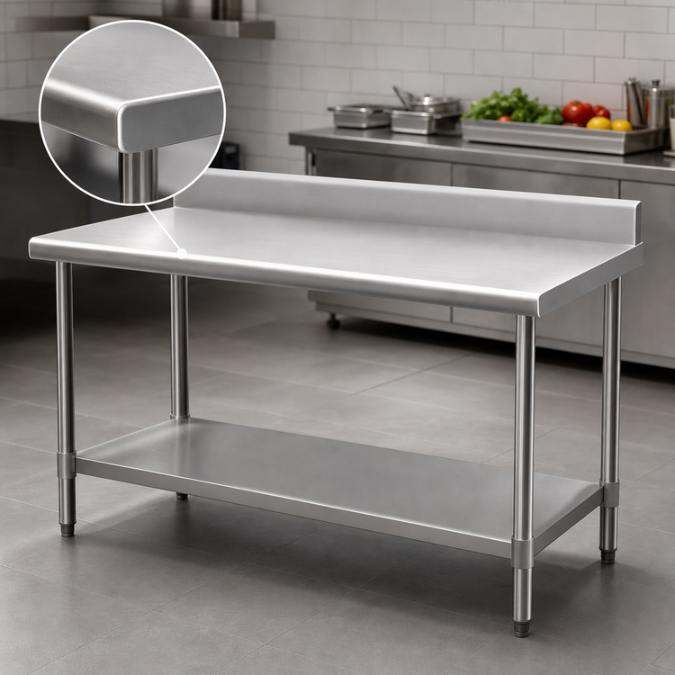 Product image #3 for Spec-Master Marine Series 60 in. x 30 in. Stainless Steel Work Table with 4-1/2 in. Backsplash and Adjustable Undershelf