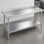 Thumbnail image #3 for Duke Manufacturing 314S-24144-2R 144 x 24-Inch 14-Gauge 300 Series Stainless Steel Work Table with Straight Riser and Undershelf