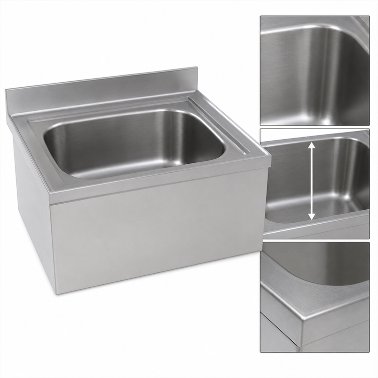 Product image #3 for Eagle Group Floor-Mounted 304 Stainless Steel Mop Sink with 28" x 20" x 12" Bowl