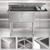 Thumbnail image #4 for KoolMore 57-Inch 18-Gauge 2-Compartment Stainless Steel Commercial Sink with Backsplash and Right Drainboard