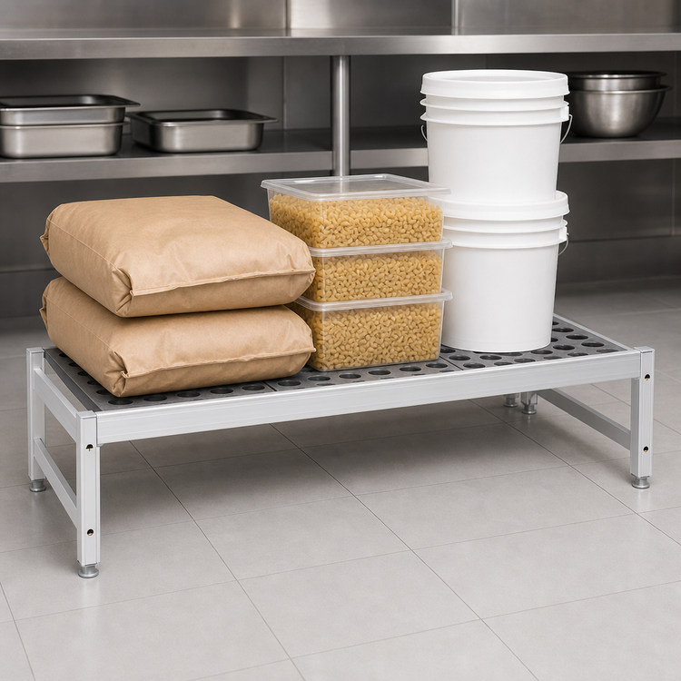 Product image #3 for Fermostock 47"W x 14"D x 12"H Deep Anodized Aluminum Dunnage Rack, 800 lb. Shelf Capacity