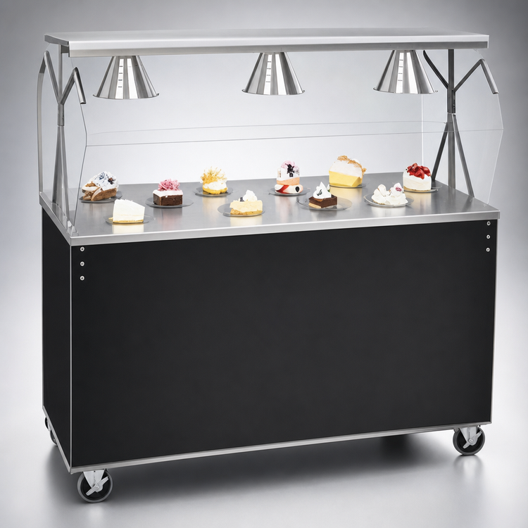 Product image #3 for Vollrath 2-Series Affordable Portable 46-Inch Mobile Cafeteria Utility Station with Sliding Door Storage Base and Breath Guard