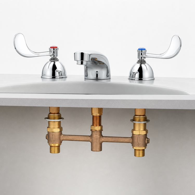 Product image #3 for EasyInstall Commercial Deck-Mounted Lavatory Faucet with Concealed Body, 8-Inch Centers, 2.2 GPM Aerator
