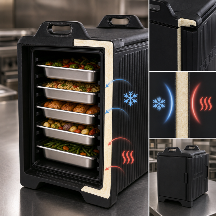 Product image #3 for Cateraide Slide 'N Seal Insulated End-Load Food Pan Carrier, 5-Pan Capacity, Black