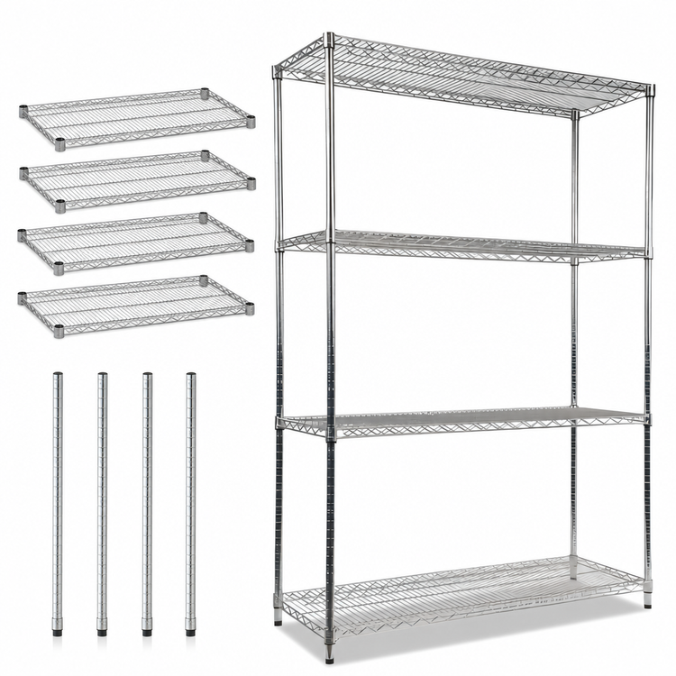 Product image #3 for Chrome Plated Wire Shelving Starter Kit with 74-Inch Posts, 18 x 48 Inch
