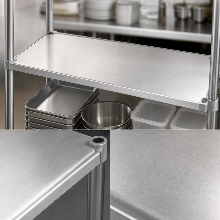 Product image #3 for New Age Adjust-A-Shelf Standard Solid Aluminum Shelf with Marine Edge, 20 x 42 Inches