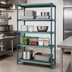Thumbnail image #3 for Quantum Stationary 4-Tier Wire Plastic Mat Shelving Unit, 36W x 18D x 86H, Green Epoxy