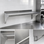 Thumbnail image #3 for BK Resources BKWS-1630 Wall-Mounted 304 Stainless Steel Shelf, 18 Gauge, 30"W x 16"D, 1-1/2" Rear Up-Turn