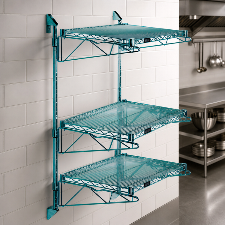 Product image #3 for Quantum Wall-Mount Cantilever Starter Shelf Unit with 3 Wire Shelves