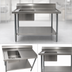 Thumbnail image #3 for BK Resources 72-Inch x 30-Inch Stainless Steel Work Table with Left-Side Prep Sink and 6-Inch Riser