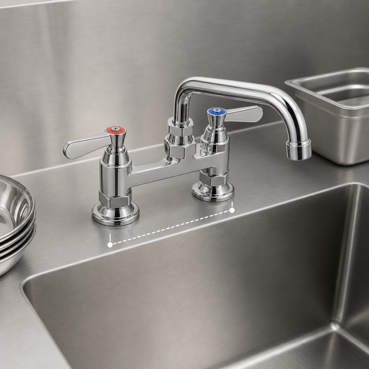 Product image #3 for BK Resources OptiFlow Heavy-Duty Deck-Mount Manual Faucet with 6-Inch Swing Spout, 4-Inch Centers