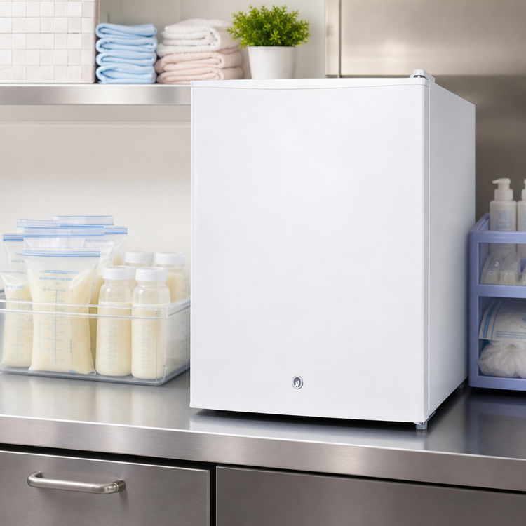 Product image #4 for Accucold MOMCUBE Countertop Breast Milk Freezer, 1.8 Cu. Ft., 18.5-Inch Wide, White, Reversible Solid Door