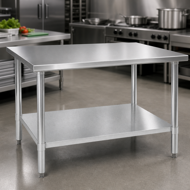 Product image #3 for Eagle Spec-Master 60"W x 36"D 14-Gauge Flat Top Stainless Steel Work Table with Adjustable Galvanized Undershelf