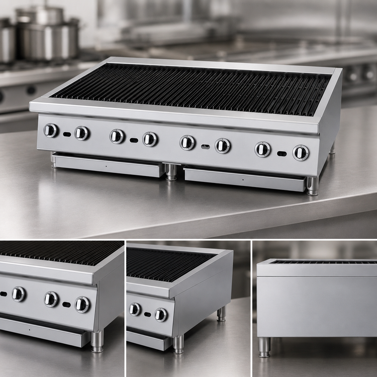 Product image #3 for Garland Heavy-Duty 48-Inch Countertop Gas Radiant Charbroiler with Non-Adjustable Cast Iron Grates